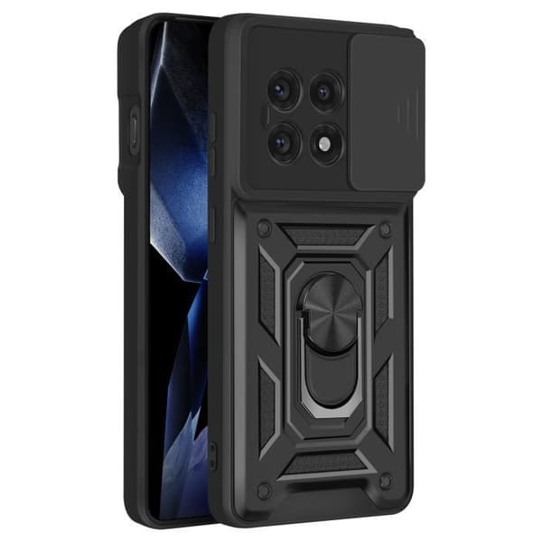 Coque för OnePlus 13R Magnetisk Ring Kameraskydd Svart