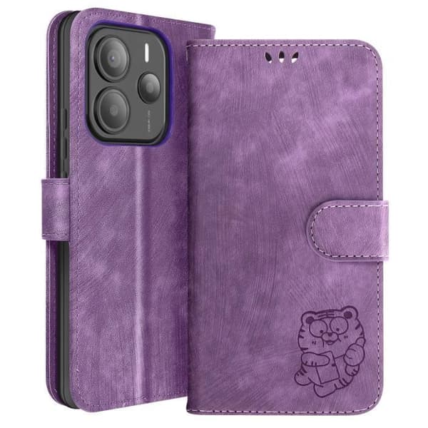 Étui för Xiaomi Redmi Note 14 5G Plånbok Mönster Tiger Kawaii Lila