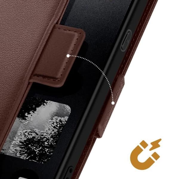 Fodral för Nothing CMF Phone 1 med handledsrem och plånbok i brunt skinn