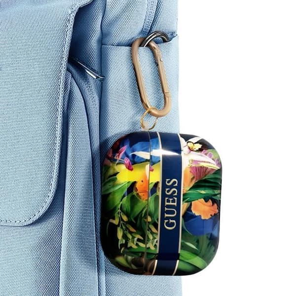 Coque för AirPods 3 med Karbinhake, Flerfärgad Tropisk Floral Design Guess