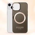 Miniatyrbild 3 av 4: Coque för iPhone 14 Plus MagSafe Gold Outline Guess Noir