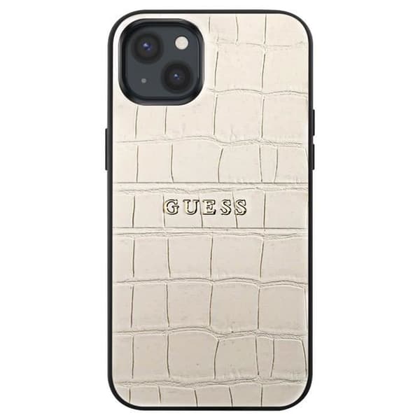 Coque för iPhone 13 Stötabsorberande Croco Elegant Guess Beige