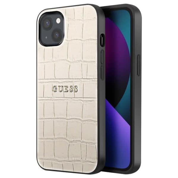 Coque för iPhone 13 Stötabsorberande Croco Elegant Guess Beige
