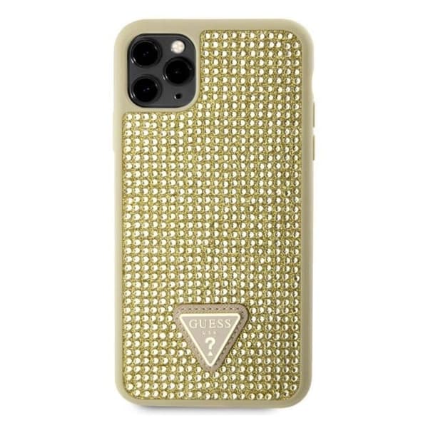 Baksidan för iPhone 11 Pro Max Dekorerad med Små Stenar Guess Guld