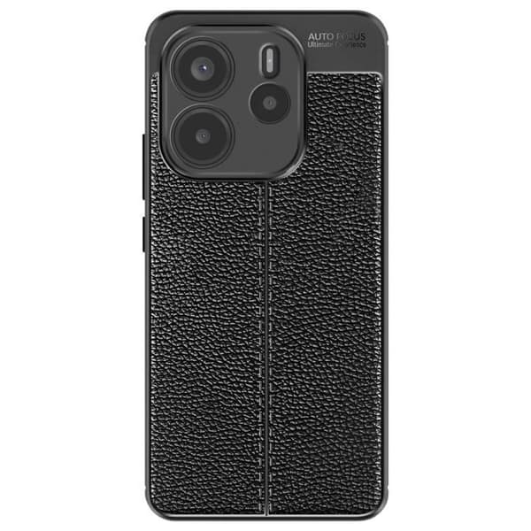 Coque för Xiaomi Redmi Note 14 4G Silikon Läderstruktur Svart