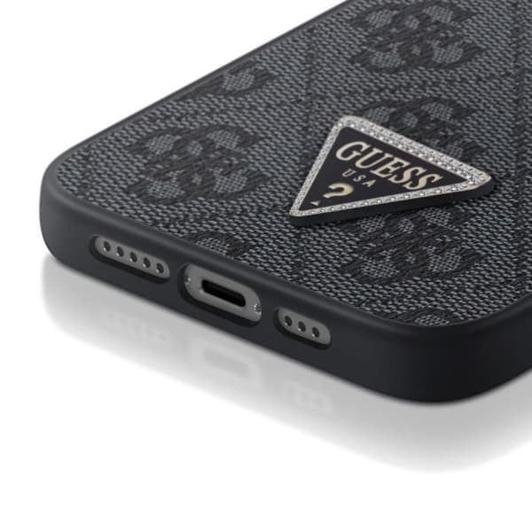 Fodral för iPhone 15 Pro Elegant Design Med 4G Utskrift Höjda Kanter Guess Svart