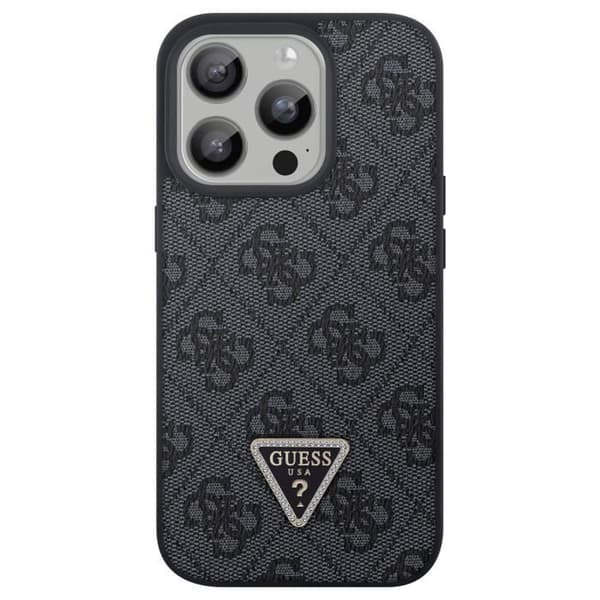 Fodral för iPhone 15 Pro Elegant Design Med 4G Utskrift Höjda Kanter Guess Svart