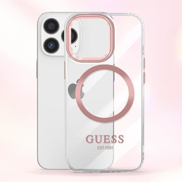 Coque för iPhone 13 Pro MagSafe Guld Kontur Guess Transparent