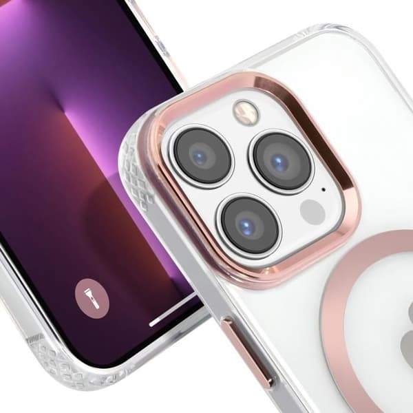 Coque för iPhone 13 Pro MagSafe Guld Kontur Guess Transparent
