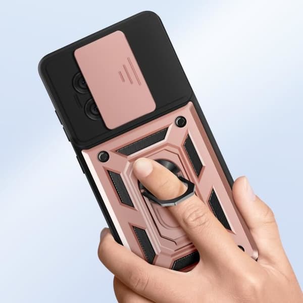Skyddsfodral för OnePlus 13R med magnetring, kameraskydd i roséguld