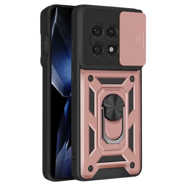 Skyddsfodral för OnePlus 13R med magnetring, kameraskydd i roséguld