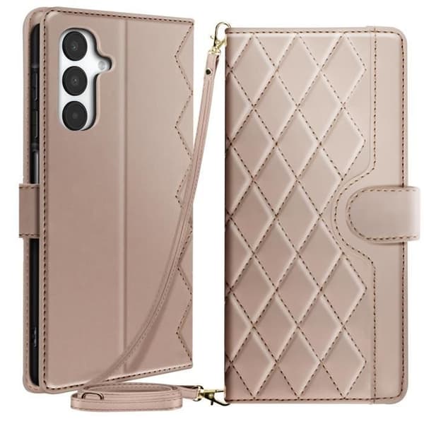 Fodral för Samsung Galaxy A16 Plånbok Diamantmönster Beige