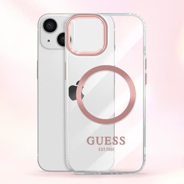 Coque för iPhone 13 MagSafe Gold Outline Guess Transparent