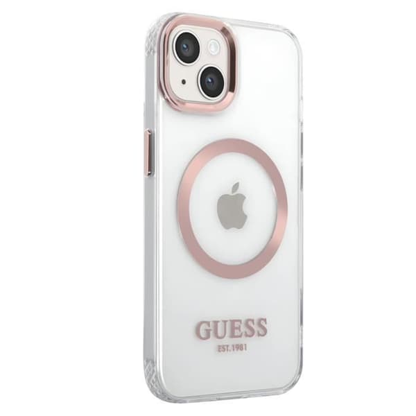 Coque för iPhone 13 MagSafe Gold Outline Guess Transparent