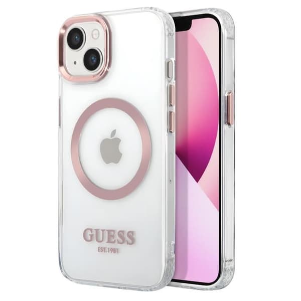 Coque för iPhone 13 MagSafe Gold Outline Guess Transparent