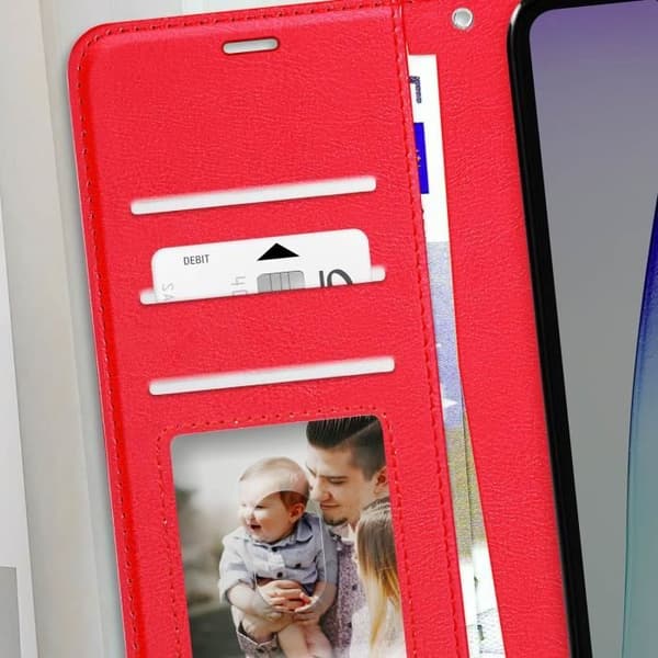 Fodral för Xiaomi Redmi 14C Plånbok med Rem Mayaxess Röd