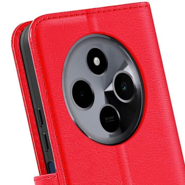 Fodral för Xiaomi Redmi 14C Plånbok med Rem Mayaxess Röd