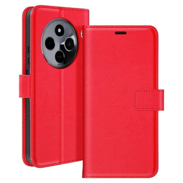 Fodral för Xiaomi Redmi 14C Plånbok med Rem Mayaxess Röd