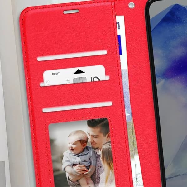 Fodral för Samsung Galaxy A56 Plånbok med Rem Mayaxess Röd