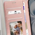 Miniatyrbild 3 av 4: Étui för iPhone 16 Plus Plånbok med Handledsrem Mayaxess Rosé Champagne