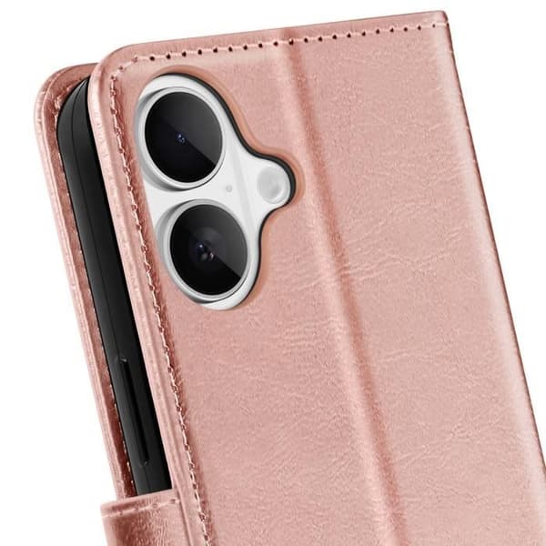 Étui för iPhone 16 Plus Plånbok med Handledsrem Mayaxess Rosé Champagne