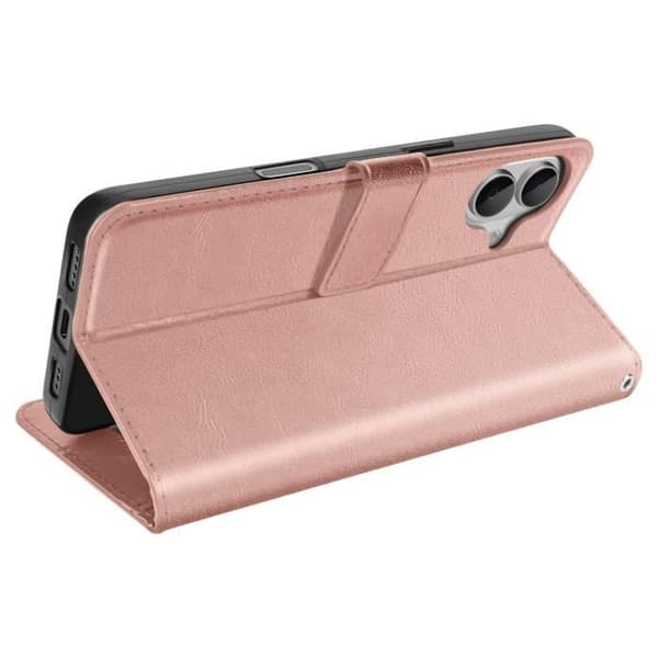 Étui för iPhone 16 Plus Plånbok med Handledsrem Mayaxess Rosé Champagne