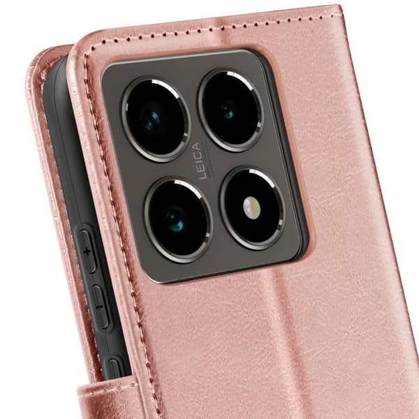 Étui för Xiaomi 14T Pro Plånbok med Handrem Mayaxess Rosé Champagne