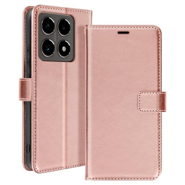 Étui för Xiaomi 14T Pro Plånbok med Handrem Mayaxess Rosé Champagne