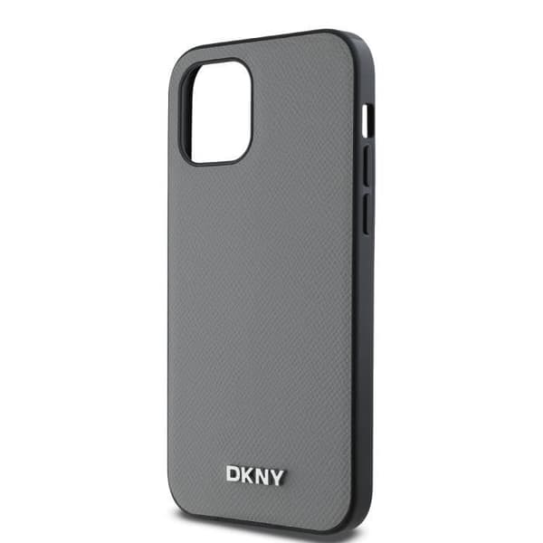 Elegant iPhone 12 / 12 Pro MagSafe-fodral med DKNY Metall-logotyp Grå