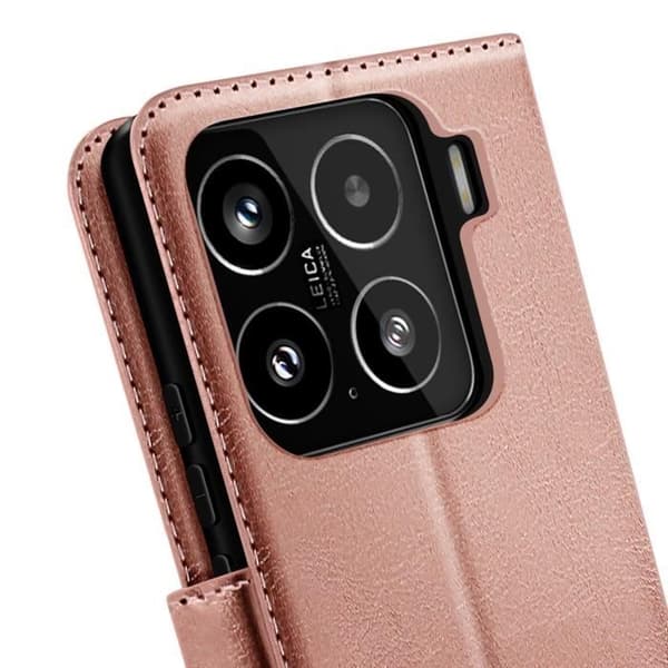Étui för Xiaomi 15 Plånbok med Handledsrem Mayaxess Roséguld