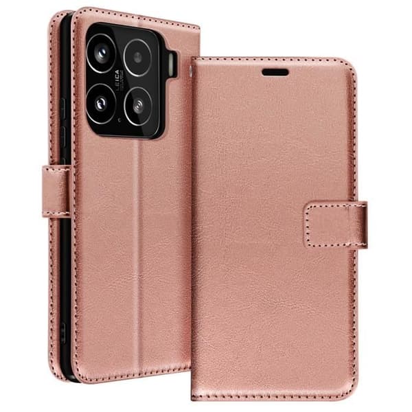 Étui för Xiaomi 15 Plånbok med Handledsrem Mayaxess Roséguld