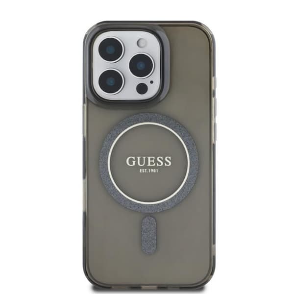 Skal till iPhone 16 Pro Max MagSafe med Glittrande Ring Guess Svart