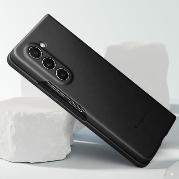 Coque för Samsung Z Fold 5 Simili Läder Eco-Läder Case Original Svart Phantom
