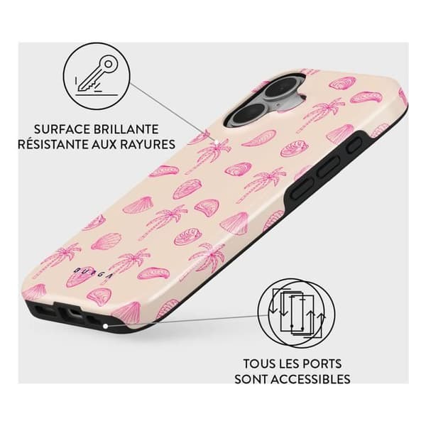 Coque för iPhone 16 Plus MagSafe Tough Antichocs Modell Beach Please Burga Rose