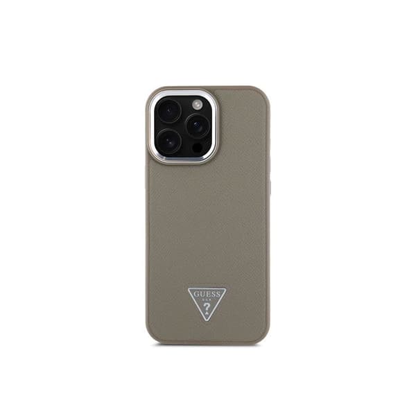Coque för iPhone 16 Pro Texturert Korn med Triangulär Guess-logotyp Brun