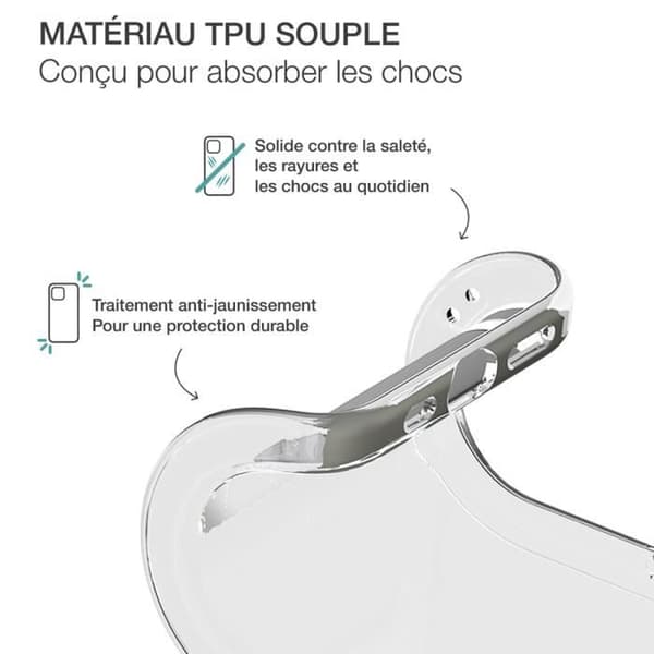 Coque för iPhone 16 Plus - BIGBEN - Mjuk SiliSoft - Anti-gulning - Transparent - Optimal skydd