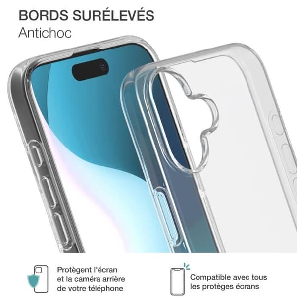 Coque för iPhone 16 Plus - BIGBEN - Mjuk SiliSoft - Anti-gulning - Transparent - Optimal skydd