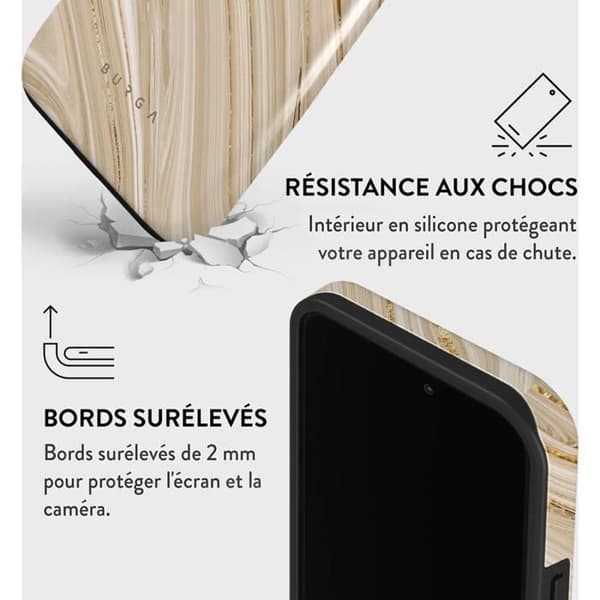 Coque för iPhone 13 Pro Tough Antichocs Modèle Full Glam Burga Beige