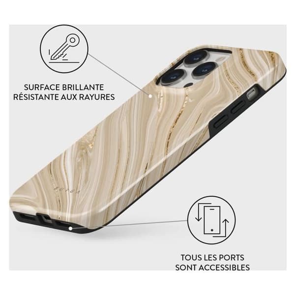 Coque för iPhone 13 Pro Tough Antichocs Modèle Full Glam Burga Beige