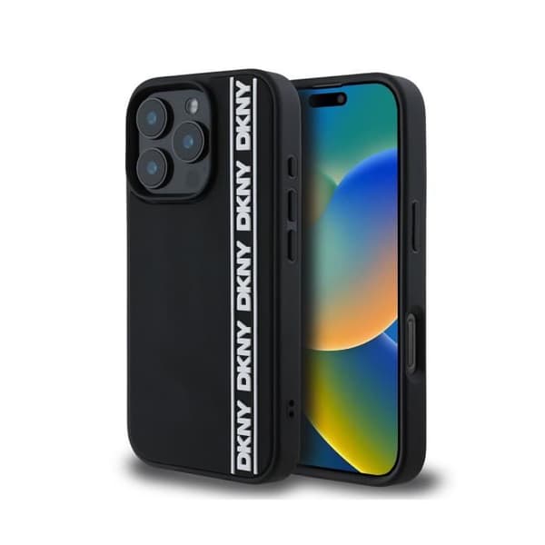 Coque för Apple iPhone 16 Pro Max 3D Gummi Upprepning Ultra-Chic DKNY Svart