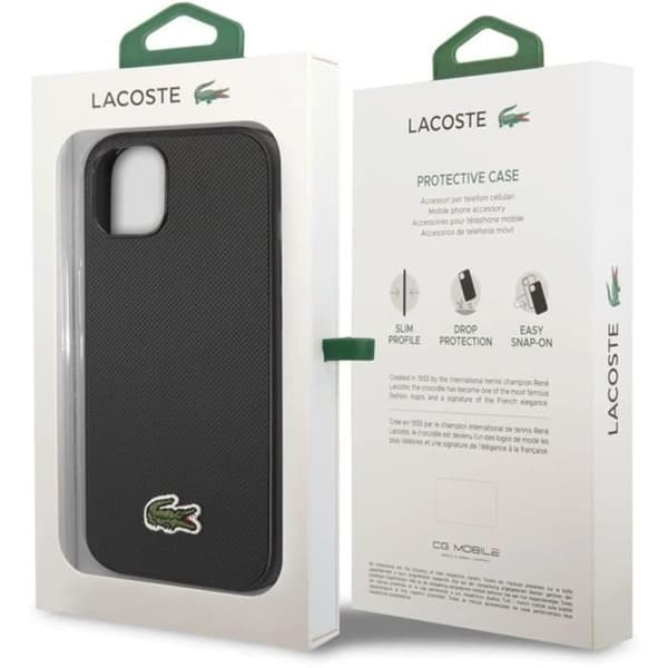 Coque för iPhone 14 Plus Kollektion Petit Piqué Design Texturerad Lacoste Svart