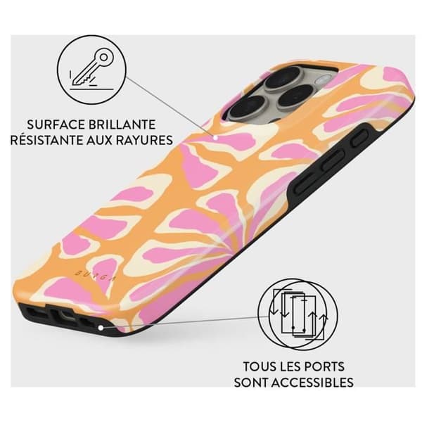 Coque för iPhone 16 Pro Max MagSafe Tough Antichocs Modell Aloha Burga Rose