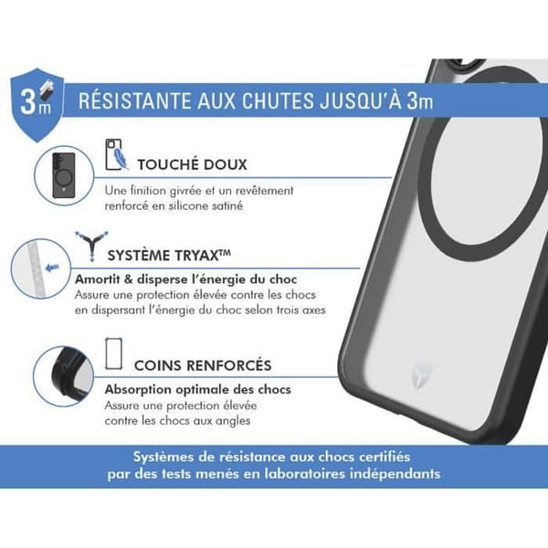Coque - FORCE CASE - Samsung Galaxy S24 FE - Luftfrost Förstärkt - Kompatibel med MagSafe - Svart