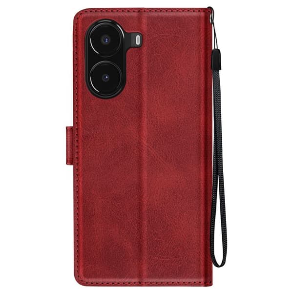 Étui för Xiaomi Poco X7 Pro med handtag, omslag, plånbok, vinröd