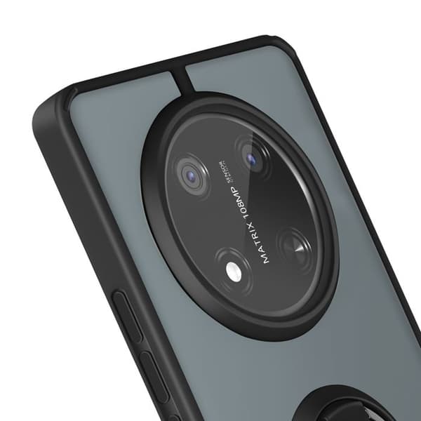 Coque för Honor Magic 7 Lite med Metallring Video Stöd Svart