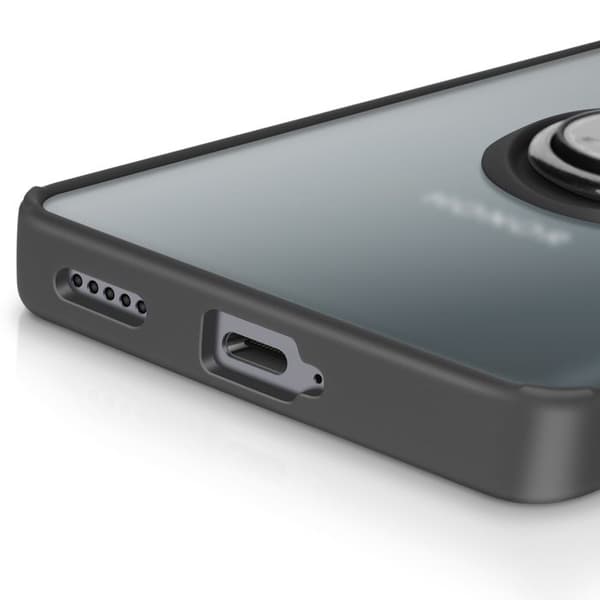 Coque för Honor Magic 7 Lite med Metallring Video Stöd Svart