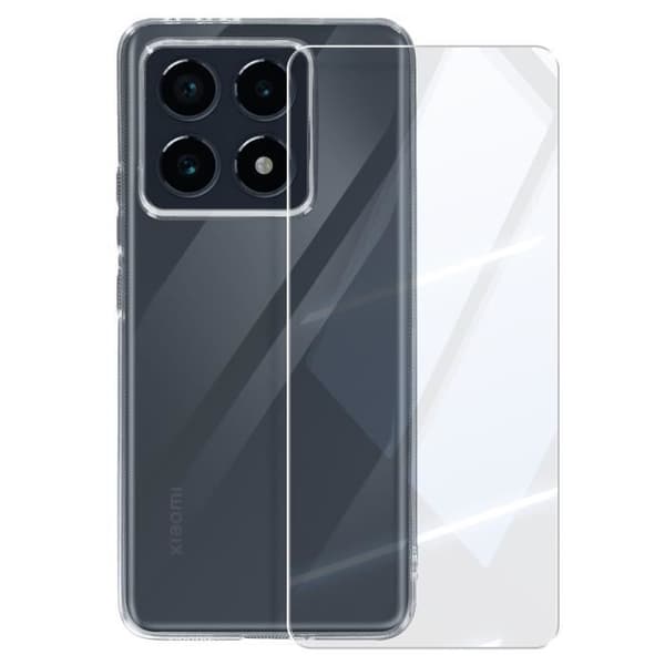 Siliconefodral för Xiaomi 14T Pro med Stöttåligt Härdat Glas 3mk Transparent