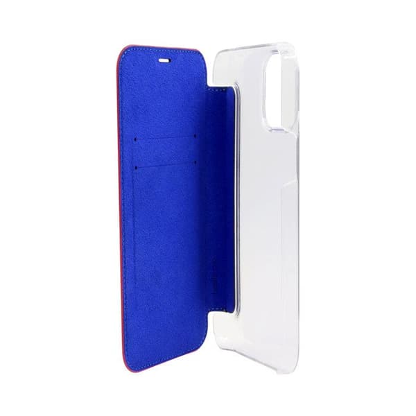 Étui Folio Premium - BEETLECASE - iPhone 12/iPhone 12 Pro - Röd Läder - Baksidan i Glas - Magnetisk