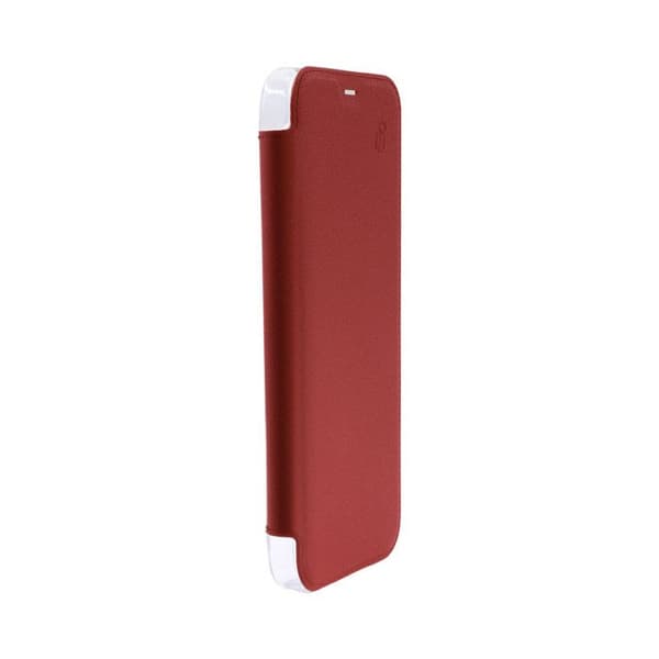 Étui Folio Premium - BEETLECASE - iPhone 12/iPhone 12 Pro - Röd Läder - Baksidan i Glas - Magnetisk