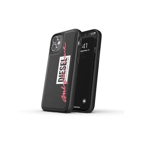 Skydd för Apple iPhone 12 Mini Modell Broderi med Slogan « Only the brave » Diesel Svart